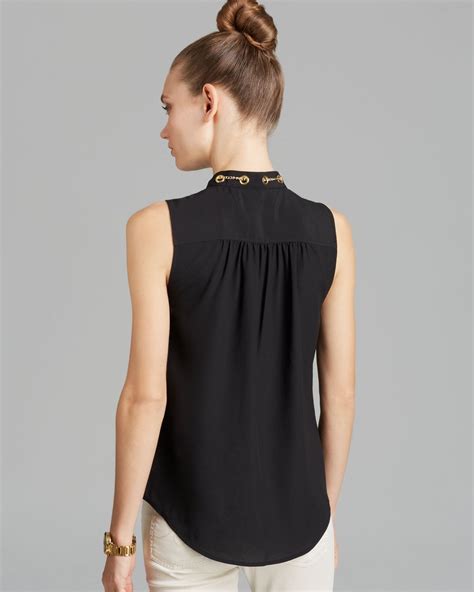 michael kors black sleeveless blouse top 183690407379|Michael Kors.